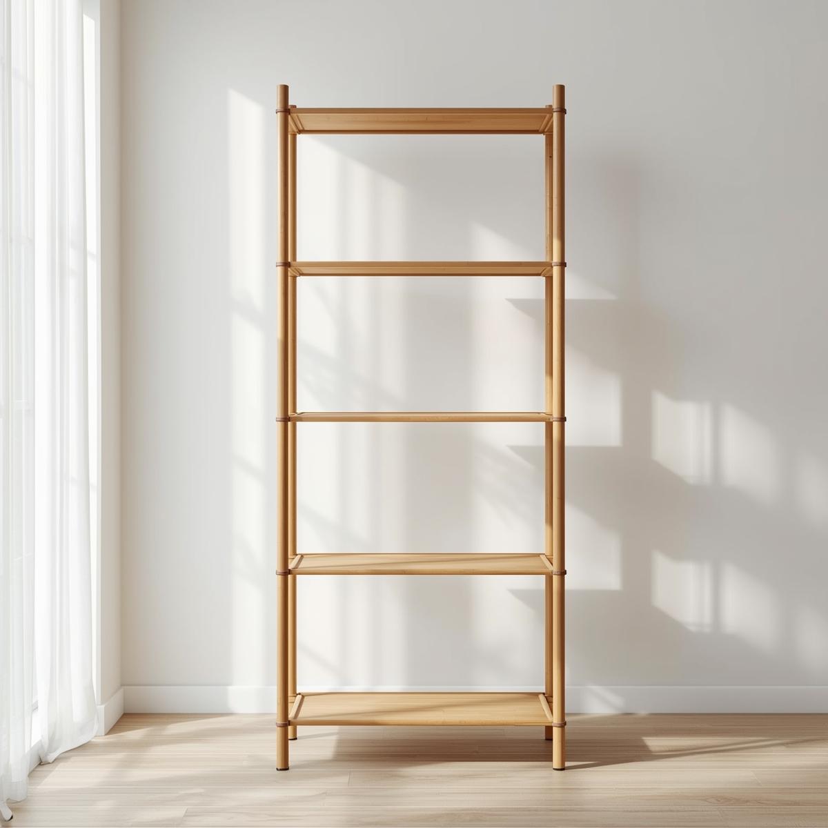 Rak Buku Bambu 5 Tingkat