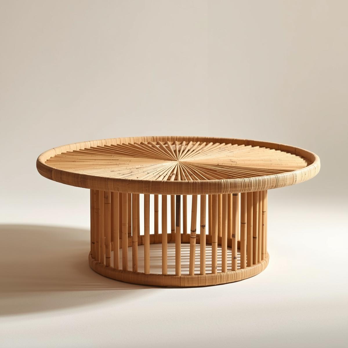 Meja Kopi Bambu Round